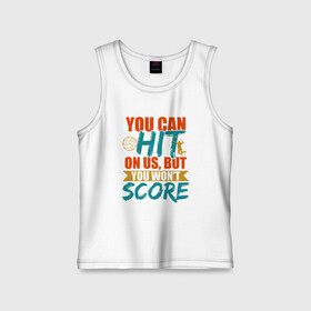 Детская майка хлопок с принтом Hit The Score в городе Новоалтайск,  |  | Тематика изображения на принте: ball | beach | game | sport | volley | volleyball | волейбол | волейболист | волейболистка | гол | игра | игрок | мяч | площадка | пляж | пляжный | победа | сетка | спорт | тренер | чемпион