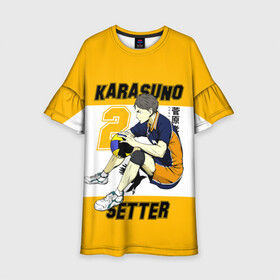 Детское платье 3D с принтом Коши Сугавара Haikyuu!! в городе Новоалтайск, 100% полиэстер | прямой силуэт, чуть расширенный к низу. Круглая горловина, на рукавах — воланы | 12 | 2 номер | haikyu | haikyuu | karasuno | koushi sugawara | аниме | волейбол | волейбольный клуб | манга | мистер бодрячок | неукротимый связующий | средняя школа нагамуши | старшая карасуно | суга | суга сан