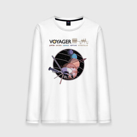 Мужской лонгслив хлопок с принтом VOYAGER в городе Новоалтайск, 100% хлопок |  | space | voyager | амс | вояджер | зонд | космос | планеты | сатурн | уран | юпитер