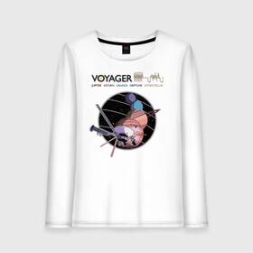 Женский лонгслив хлопок с принтом VOYAGER в городе Новоалтайск, 100% хлопок |  | space | voyager | амс | вояджер | зонд | космос | планеты | сатурн | уран | юпитер