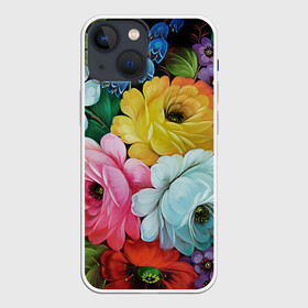 Чехол для iPhone 13 mini с принтом Три розы в городе Новоалтайск,  |  | букет | декоративная роспись | живопись | жостово | жостовская роспись | розы | цветы