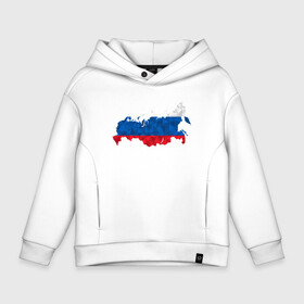 Детское худи Oversize хлопок с принтом Россия в городе Новоалтайск, френч-терри — 70% хлопок, 30% полиэстер. Мягкий теплый начес внутри —100% хлопок | боковые карманы, эластичные манжеты и нижняя кромка, капюшон на магнитной кнопке | карта | мира | силуэт | страны | флаг