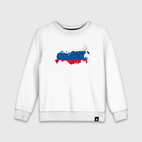 Детский свитшот хлопок с принтом Россия в городе Новоалтайск, 100% хлопок | круглый вырез горловины, эластичные манжеты, пояс и воротник | Тематика изображения на принте: карта | мира | силуэт | страны | флаг