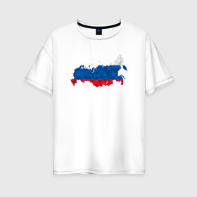 Женская футболка хлопок Oversize с принтом Россия в городе Новоалтайск, 100% хлопок | свободный крой, круглый ворот, спущенный рукав, длина до линии бедер
 | карта | мира | силуэт | страны | флаг