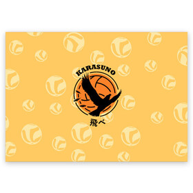 Поздравительная открытка с принтом Старшая школа Карасуно Haikyu! в городе Новоалтайск, 100% бумага | плотность бумаги 280 г/м2, матовая, на обратной стороне линовка и место для марки
 | anime | haikyu | haikyuu | karasuno | karasuno high | manga | аниме | волейбол | волейбольный клуб | ворон | вороны | карасуно | крылья | лого | логотип | манга | надпись | птица | старшая школа | хаику | хаикую