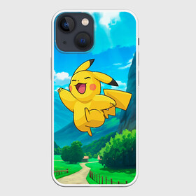 Чехол для iPhone 13 mini с принтом Радостный Пикачу в прыжке в городе Новоалтайск,  |  | anime | picachu | pikachu | аниме | милый | пика | пикачу | покебол | покемон