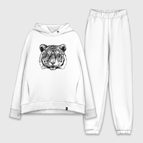 Женский костюм хлопок Oversize с принтом Тигр голова в городе Новоалтайск,  |  | tiger | голова | животное | клыки | кот | кошка | тигр | черный