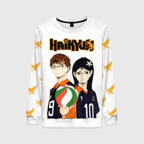 Женский свитшот 3D с принтом Майкл и Лили в роли персонажей Haikyuu!! в городе Новоалтайск, 100% полиэстер с мягким внутренним слоем | круглый вырез горловины, мягкая резинка на манжетах и поясе, свободная посадка по фигуре | anime | haikyu | haikyuu | lily honda | manga | michael and lily | академия шираторизава | аниме | волейбол | волейбольный клуб | лили акааши | лили хонда | лилу | майкл | манга | михаель | хаику | хаикую