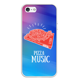 Чехол для iPhone 5/5S матовый с принтом PIZZA MUSIC в городе Новоалтайск, Силикон | Область печати: задняя сторона чехла, без боковых панелей | d.j | dj | pizza | диджей | музыка | музыканту | пицца | прикол | шутка