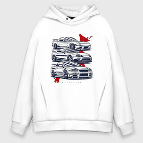 Мужское худи Oversize хлопок с принтом JDM Legends(Ne1t) в городе Новоалтайск, френч-терри — 70% хлопок, 30% полиэстер. Мягкий теплый начес внутри —100% хлопок | боковые карманы, эластичные манжеты и нижняя кромка, капюшон на магнитной кнопке | gtr | jdm | mazda rx 7 | supra | легенды | хлопок