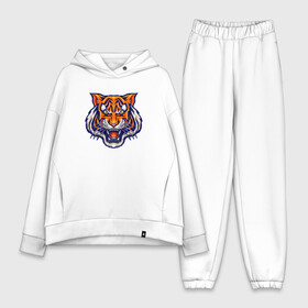 Женский костюм хлопок Oversize с принтом Голова тигра в городе Новоалтайск,  |  | tiger | голова | животное | клыки | кот | кошка | тигр | черный