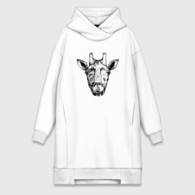 Платье-худи хлопок с принтом Голова жирафа в городе Новоалтайск,  |  | giraffe | голова | животное | жираф | с жирафом | черный