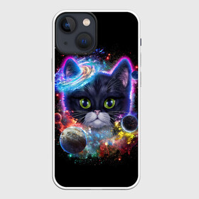 Чехол для iPhone 13 mini с принтом Космический котик и планеты в городе Новоалтайск,  |  | Тематика изображения на принте: cat | cosmos | вселенная | звезды | кис | киса | космос | кот | котик | котики | кошечка | кошка | мем | планета | планеты | с котом