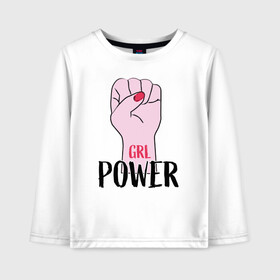 Детский лонгслив хлопок с принтом Girl Power в городе Новоалтайск, 100% хлопок | круглый вырез горловины, полуприлегающий силуэт, длина до линии бедер | girl | power | арт | иллюстрация | сила | феменизм