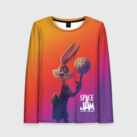 Женский лонгслив 3D с принтом Space Jam 2 Багз Банни в городе Новоалтайск, 100% полиэстер | длинные рукава, круглый вырез горловины, полуприлегающий силуэт | bugs bunny | space jam | space jam 2 | space jam a new legacy | vdzabma | багз банни | космический джем | космический джем 2 | космический джем: новое поколение
