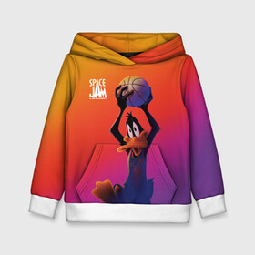 Детская толстовка 3D с принтом Space Jam 2 Даффи Дак в городе Новоалтайск, 100% полиэстер | двухслойный капюшон со шнурком для регулировки, мягкие манжеты на рукавах и по низу толстовки, спереди карман-кенгуру с мягким внутренним слоем | Тематика изображения на принте: daffy duck | space jam | space jam 2 | space jam a new legacy | vdzabma | даффи дак | космический джем | космический джем 2 | космический джем: новое поколение