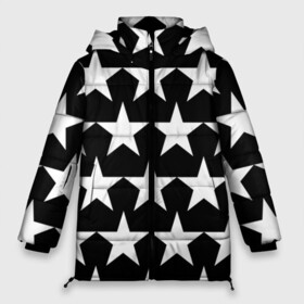 Женская зимняя куртка Oversize с принтом Белые звёзды на чёрном фоне 2 в городе Новоалтайск, верх — 100% полиэстер; подкладка — 100% полиэстер; утеплитель — 100% полиэстер | длина ниже бедра, силуэт Оверсайз. Есть воротник-стойка, отстегивающийся капюшон и ветрозащитная планка. 

Боковые карманы с листочкой на кнопках и внутренний карман на молнии | бело чёрные звёзды | белые звёзды | белые звёзды на чёрном фоне | звёзды