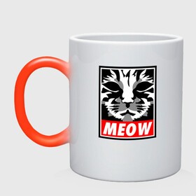 Кружка хамелеон с принтом Meow Obey в городе Новоалтайск, керамика | меняет цвет при нагревании, емкость 330 мл | animal | cat | cute | kitty | meow | obey | друг | животные | киска | кися | китти | кот | котенок | котик | котэ | кошечка | кошка | мур | мяу | питомец