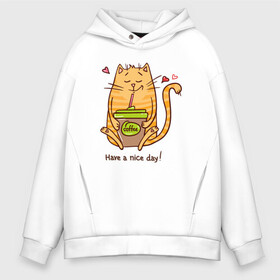 Мужское худи Oversize хлопок с принтом Have A Nice Day в городе Новоалтайск, френч-терри — 70% хлопок, 30% полиэстер. Мягкий теплый начес внутри —100% хлопок | боковые карманы, эластичные манжеты и нижняя кромка, капюшон на магнитной кнопке | animal | cat | cute | kitty | meow | друг | животные | киска | кися | китти | кот | котенок | котик | котэ | кошечка | кошка | мур | мяу | питомец