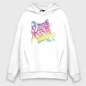Мужское худи Oversize хлопок с принтом Rainbow Cat в городе Новоалтайск, френч-терри — 70% хлопок, 30% полиэстер. Мягкий теплый начес внутри —100% хлопок | боковые карманы, эластичные манжеты и нижняя кромка, капюшон на магнитной кнопке | animal | cat | cute | kitty | meow | друг | животные | киска | кися | китти | кот | котенок | котик | котэ | кошечка | кошка | мур | мяу | питомец