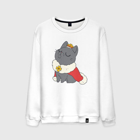 Мужской свитшот хлопок с принтом Cat King в городе Новоалтайск, 100% хлопок |  | animal | cat | cute | kitty | meow | друг | животные | киска | кися | китти | кот | котенок | котик | котэ | кошечка | кошка | мур | мяу | питомец