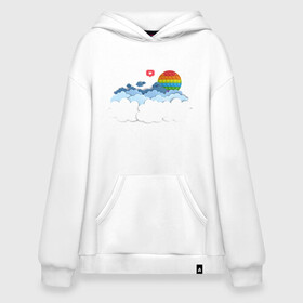 Худи SuperOversize хлопок с принтом Pop it Simple Dimple в городе Новоалтайск, 70% хлопок, 30% полиэстер, мягкий начес внутри | карман-кенгуру, эластичная резинка на манжетах и по нижней кромке, двухслойный капюшон
 | pop it | simple dimple | восход | закат | лайк | небо | облака | попит | сердечко | симпл димпл