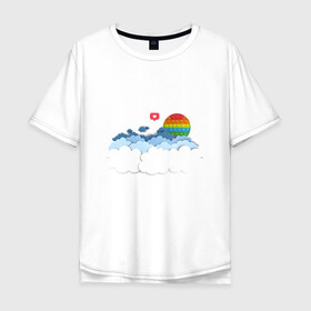 Мужская футболка хлопок Oversize с принтом Pop it Simple Dimple в городе Новоалтайск, 100% хлопок | свободный крой, круглый ворот, “спинка” длиннее передней части | pop it | simple dimple | восход | закат | лайк | небо | облака | попит | сердечко | симпл димпл