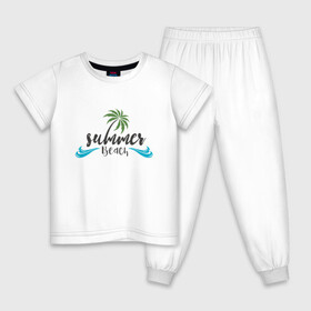 Детская пижама хлопок с принтом Summer Beach в городе Новоалтайск, 100% хлопок |  брюки и футболка прямого кроя, без карманов, на брюках мягкая резинка на поясе и по низу штанин
 | иллюстрация | лето | отдых | пальма | пляж