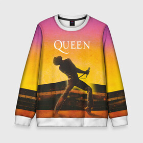 Детский свитшот 3D с принтом Queen | Freddie Mercury (Z) в городе Новоалтайск, 100% полиэстер | свободная посадка, прямой крой, мягкая тканевая резинка на рукавах и понизу свитшота | freddie mercury | music | queen | брайан мэй | глэм рок | джон дикон | королева | музыка | поп рок | роджер тейлор | фредди меркьюри | хард рок