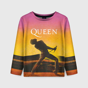 Детский лонгслив 3D с принтом Queen | Freddie Mercury (Z) в городе Новоалтайск, 100% полиэстер | длинные рукава, круглый вырез горловины, полуприлегающий силуэт
 | freddie mercury | music | queen | брайан мэй | глэм рок | джон дикон | королева | музыка | поп рок | роджер тейлор | фредди меркьюри | хард рок