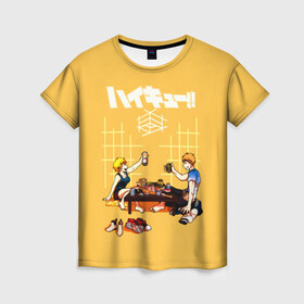 Женская футболка 3D с принтом Ужин Натсу и Шоё Хината Haikyu!! в городе Новоалтайск, 100% полиэфир ( синтетическое хлопкоподобное полотно) | прямой крой, круглый вырез горловины, длина до линии бедер | Тематика изображения на принте: 10 номер | haikyu | haikyuu | hinata natsu | hinata shoyo | karasuno | аниме | волейбол | волейбольный клуб | карасуно | мальчик мяч | манга | рыжик | сестра | старшая школа | хаикую | чиби чан | шоё хината