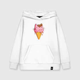 Детская толстовка хлопок с принтом Cat Ice Cream в городе Новоалтайск, 100% хлопок | Круглый горловой вырез, эластичные манжеты, пояс, капюшен | animal | cat | cute | ice cream | kitty | meow | друг | еда | животные | киска | кися | китти | кот | котенок | котик | котэ | кошечка | кошка | мороженое | мур | мяу | питомец