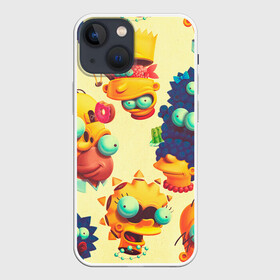 Чехол для iPhone 13 mini с принтом Crazy Simpsons в городе Новоалтайск,  |  | Тематика изображения на принте: bart | gomer | liza | simpsons | the simpson | барт | гомер | лиза | мардж | мульт | мультфильм | симпсоны