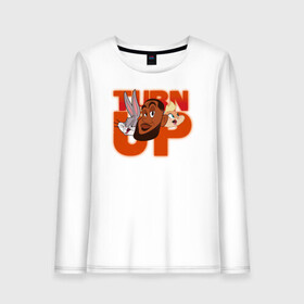 Женский лонгслив хлопок с принтом Turn Up в городе Новоалтайск, 100% хлопок |  | bugs bunny | bunny | lebron james | lola bunny | looney tunes | sj2 | space jam | tune squad | vdkarsvet | бакс банни | космический джем | кролик | крольчиха | леброн джеймс | лейкерс | лола | лола бани | луни тюнс | тюн сквад