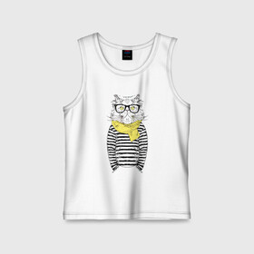 Детская майка хлопок с принтом Hipster Cat в городе Новоалтайск,  |  | animal | cat | cute | hipster | kitty | meow | друг | животные | киска | кися | китти | кот | котенок | котик | котэ | кошечка | кошка | мур | мяу | питомец | хипстер