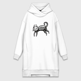 Платье-худи хлопок с принтом Skeleton Cat в городе Новоалтайск,  |  | animal | cat | cute | kitty | meow | друг | животные | киска | кися | китти | кот | котенок | котик | котэ | кошечка | кошка | мур | мяу | питомец | скелет | череп
