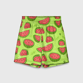 Детские спортивные шорты 3D с принтом Арбузный фреш в городе Новоалтайск,  100% полиэстер
 | пояс оформлен широкой мягкой резинкой, ткань тянется
 | арбуз | арт | иллюстрация | фреш | ягода