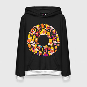 Женская толстовка 3D с принтом Пончик Гомер в городе Новоалтайск, 100% полиэстер  | двухслойный капюшон со шнурком для регулировки, мягкие манжеты на рукавах и по низу толстовки, спереди карман-кенгуру с мягким внутренним слоем. | gomer | simpsons | the simpson | гомер | мульт | мультфильм | симпсоны