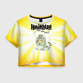 Женская футболка Crop-top 3D с принтом HEY HEY HEY Котаро Бокуто сова в городе Новоалтайск, 100% полиэстер | круглая горловина, длина футболки до линии талии, рукава с отворотами | 12 номер | 4 номер | haikyu | haikyuu | koutarou bokuto | академия фукуродани | аниме | ас простофиля | боккун | бокуто сан | волейбол | клуб | пустоголовый | ушими | хаику | хаикую | хей хей хей | чёрные шакалы