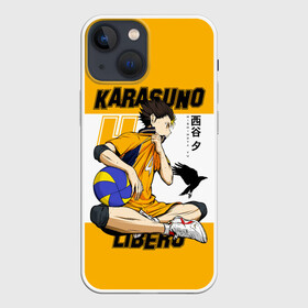 Чехол для iPhone 13 mini с принтом Юу Нишиноя из Карасуно | Haikyu в городе Новоалтайск,  |  | 4 номер | anime | haikyu | haikyuu | karasuno | manga | аниме | божественный хранитель карасуно | волейбол | волейбольный клуб | карасуно | манга | ноя сан | саеко | старшая школа | супер либеро | хаику | хаикую | юу чан