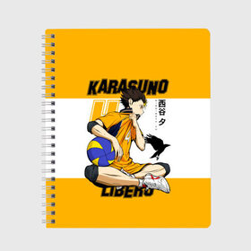 Тетрадь с принтом Юу Нишиноя из Карасуно Haikyu!! в городе Новоалтайск, 100% бумага | 48 листов, плотность листов — 60 г/м2, плотность картонной обложки — 250 г/м2. Листы скреплены сбоку удобной пружинной спиралью. Уголки страниц и обложки скругленные. Цвет линий — светло-серый
 | 4 номер | anime | haikyu | haikyuu | karasuno | manga | аниме | божественный хранитель карасуно | волейбол | волейбольный клуб | карасуно | манга | ноя сан | саеко | старшая школа | супер либеро | хаику | хаикую | юу чан