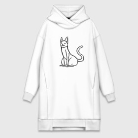 Платье-худи хлопок с принтом Strange black cat в городе Новоалтайск,  |  | кот | кошка | рисунок | черно белый