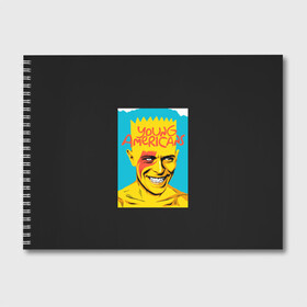 Альбом для рисования с принтом Bart x Bowie в городе Новоалтайск, 100% бумага
 | матовая бумага, плотность 200 мг. | Тематика изображения на принте: bart | simpsons | the simpson | барт | дэвид бови | дэвид боуи | мульт | мультфильм | симпсоны