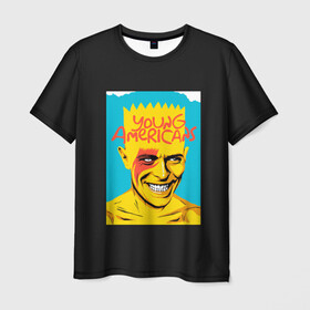 Мужская футболка 3D с принтом Bart x Bowie в городе Новоалтайск, 100% полиэфир | прямой крой, круглый вырез горловины, длина до линии бедер | bart | simpsons | the simpson | барт | дэвид бови | дэвид боуи | мульт | мультфильм | симпсоны