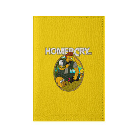 Обложка для паспорта матовая кожа с принтом Homer Cry в городе Новоалтайск, натуральная матовая кожа | размер 19,3 х 13,7 см; прозрачные пластиковые крепления | Тематика изображения на принте: far cry | farcray | gomer | homer | simpsons | the simpson | гомер | мульт | мультфильм | симпсоны | фар край