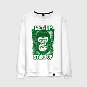 Мужской свитшот хлопок с принтом Get Up - Stand Up в городе Новоалтайск, 100% хлопок |  | bob marley | get up | get up stand up | gorilla | stand up | боб марли | вставай | горилла | обезьяна