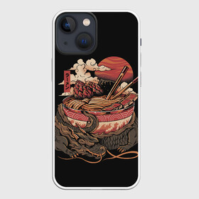 Чехол для iPhone 13 mini с принтом Ramen Protector в городе Новоалтайск,  |  | chinese | clouds | dawn | defender | dragon | fire breathing | japan | monster | protector | ramen | reptile | sticks | sunset | дракон | закат | защитник | китайский | монстр | облака | огнедышащий | палочки | рамен | рамэн | рассвет | япония