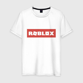 Мужская футболка хлопок с принтом Roblox в городе Новоалтайск, 100% хлопок | прямой крой, круглый вырез горловины, длина до линии бедер, слегка спущенное плечо. | game | gamer | logo | minecraft | roblox | simulator | игра | конструктор | лого | симулятор | строительство | фигура