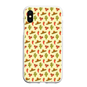 Чехол для iPhone XS Max матовый с принтом Мексиканский фон в городе Новоалтайск, Силикон | Область печати: задняя сторона чехла, без боковых панелей | Тематика изображения на принте: background | cactus | hat | maracas | mexican background | mexico | pattern | pepper | sombrero | texture | кактус | маракасы | мексика | мексиканский фон | паттерн | перец | сомбреро | текстура | фон | шляпа