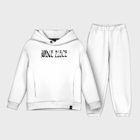 Детский костюм хлопок Oversize с принтом One Piece. Большой куш в городе Новоалтайск,  |  | Тематика изображения на принте: anime | manga | one piece | аниме | большой куш | ван пис | веселый роджер | вон пис | король пиратов | кости | лого | логотип | манга | пират | соломенная шляпа | уон пис | череп | черная | эмблема